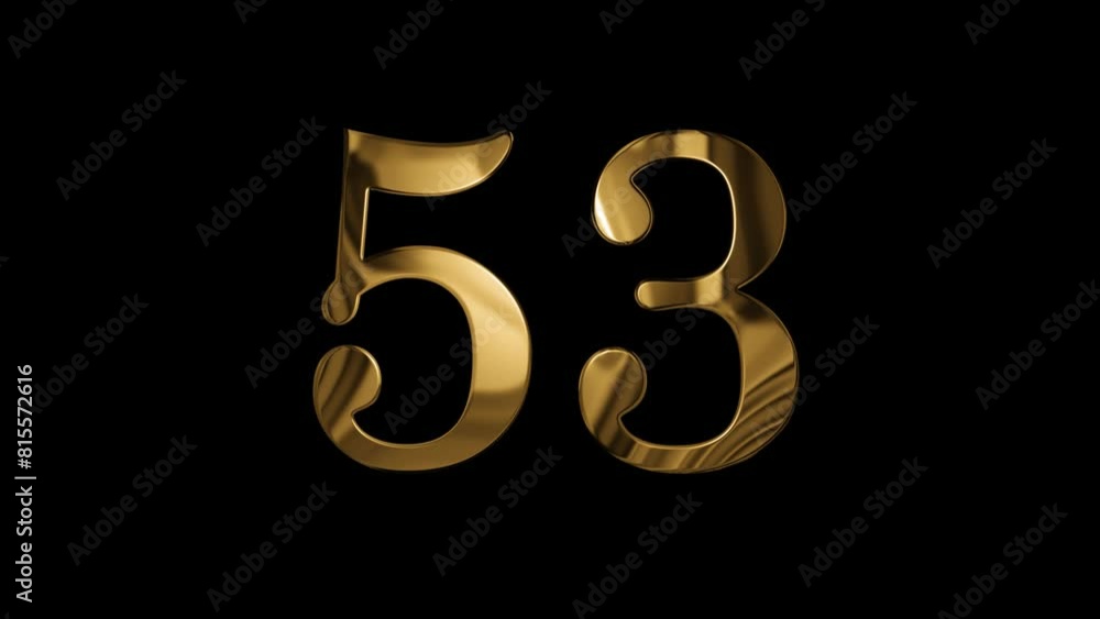 Gold number 53 with alpha channel, number fifty three Gold number 53 with alpha channel, number fifty three