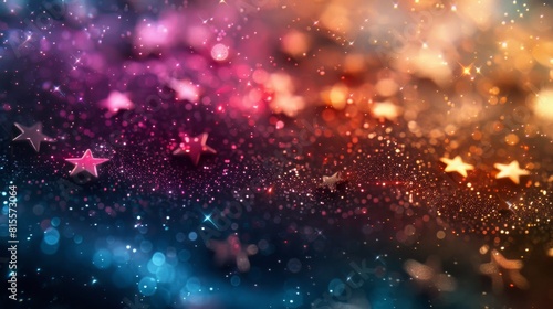 A vibrant and magical background with glittering multicolored bokeh lights that convey celebration and fantasy elements