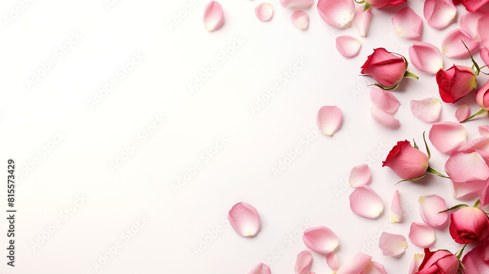 rose petals on white pink background wallpaper
