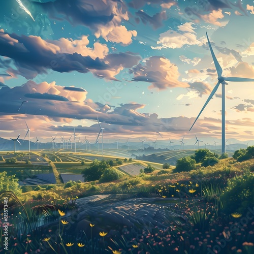 Conceptual Artwork Illustrating Global Access to Renewable Energy for Socioeconomic photo