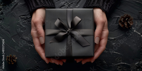 Black gift boxes with hands 