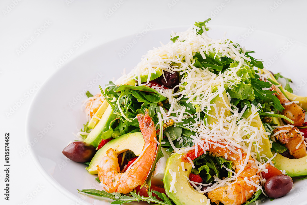 Fresh seafood salad with avocado and arugula Fresh seafood salad with avocado and arugula