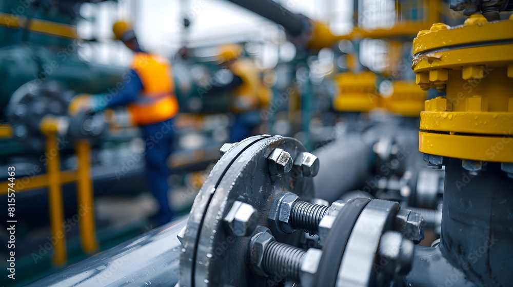 Obraz premium Industrial Workers Maintenance Pipeline