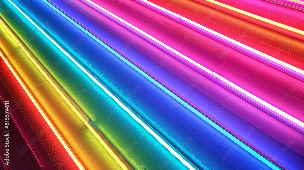 A vibrant neon display of a rainbow flag with glowing colors for Pride Month celebrations A vibrant neon display of a rainbow flag with glowing colors for Pride Month celebrations