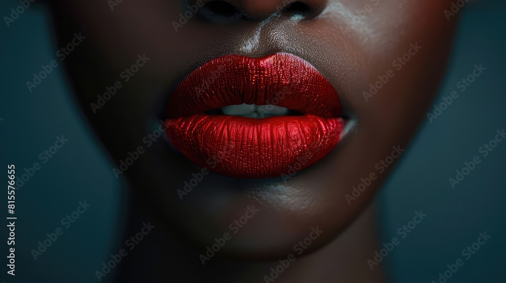 Captivating Portrait of a Dark-Skinned Woman with Bright Red Lips Exuding Temptation and Allure Captivating Portrait of a Dark-Skinned Woman with Bright Red Lips Exuding Temptation and Allure