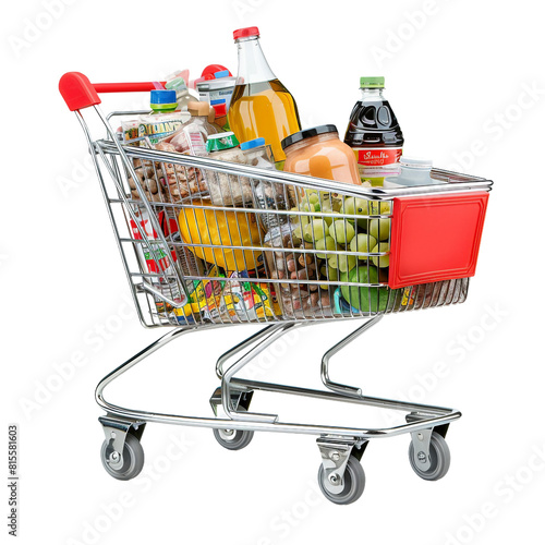 Full Shopping Cart with Assorted Fresh Vegetables photo