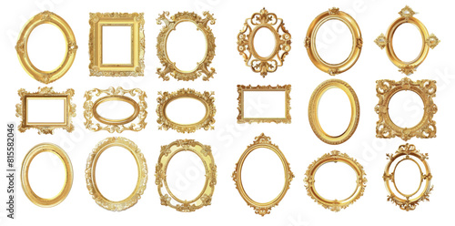 Frames with realistic details. Museum borders without gold. Ornate antique golden frames.