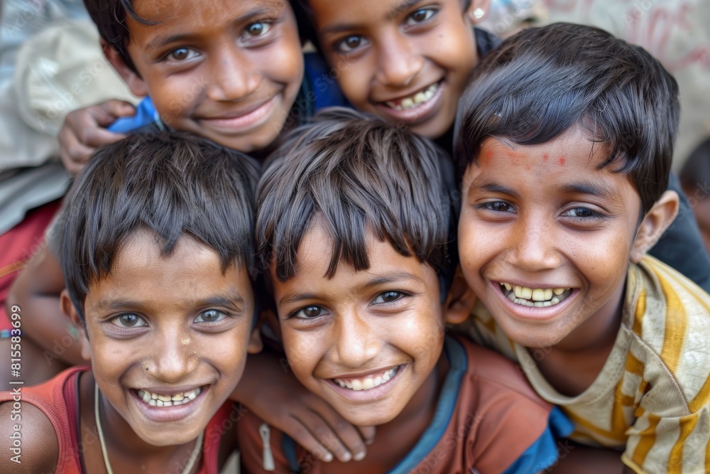 Group of indian school kids smiling at camera. Selective focus. Group of indian school kids smiling at camera. Selective focus.