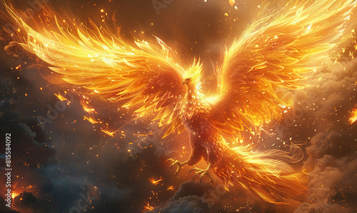 Majestic Phoenix in Fiery Skies , Generate AI