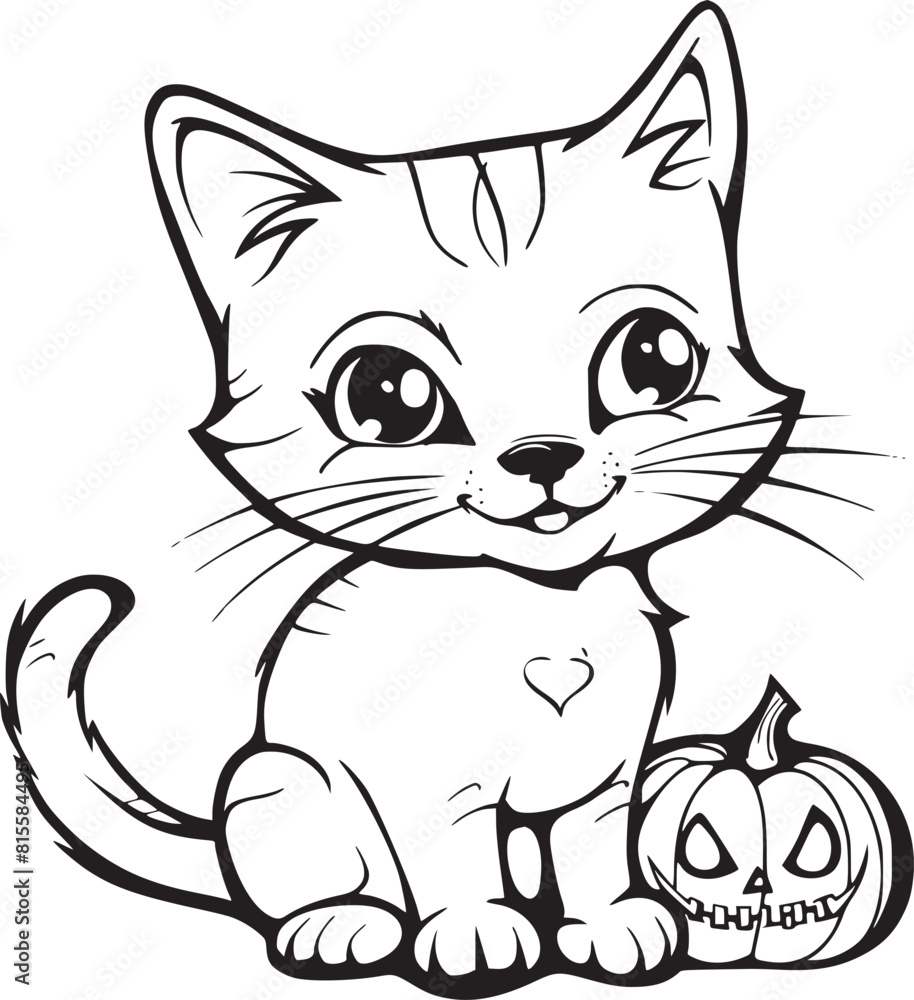 Cute Halloween Cat coloring page Cute Halloween Cat coloring page