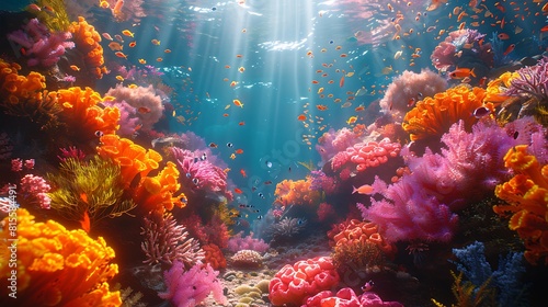 Dive beneath the surface to discover the vibrant world of coral reefs, where intricate formations and colorful inhabitants come to life in stunning 8K detail, a true feast for the eyes. photo