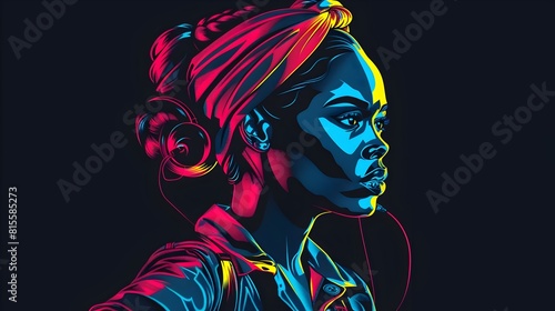 Determined Rosie the Riveter Graphic on Solid Black Background