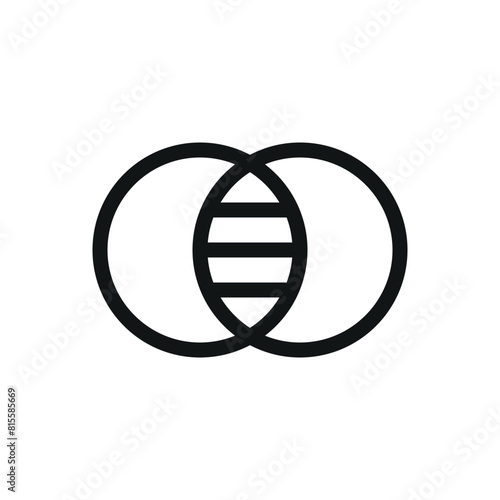 Intersection isolated icon, genetic overlap vector symbol with editable stroke