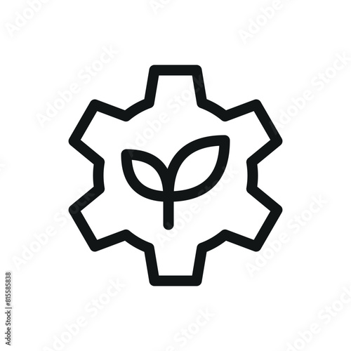 Plant gear isolated icon, green technology vector symbol with editable stroke