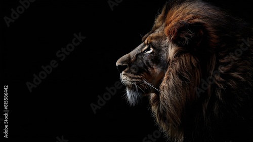 Lion king isolated on black  Portrait Wildlife animal   Generative AI