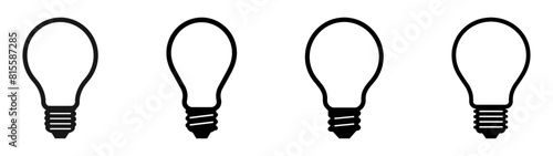 Bulb lamp icons set. Editable stroke.