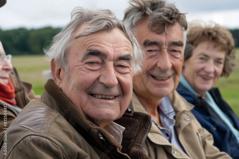 Portrait of a happy senior couple with their family in the background Portrait of a happy senior couple with their family in the background
