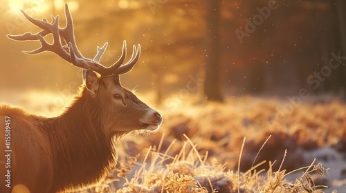 Red Deer in Morning Sun : Generative AI photo