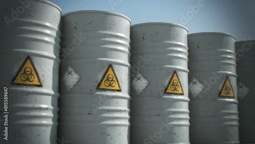 Endless Animation Of The Grey Biohazard Barrels Horizontal Stack Side View Biohazards Are Radioactive Biological Materials That Present A Risk To The Health Of Living Organisms