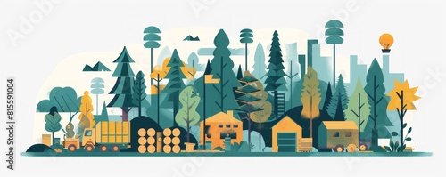 A sustainable wood products company committed to sourcing timber from responsibly managed forests practicing sustainable forestry practices and promoting transparency and traceability   illustration © Coosh448