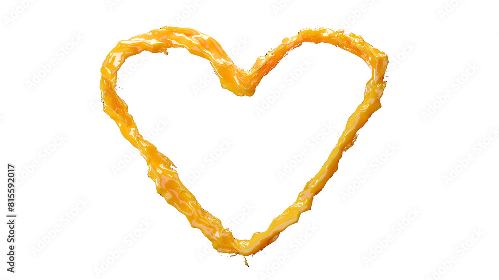 Closeup heart made of Orange juice isolate on white background. 3D Rendering Closeup heart made of Orange juice isolate on white background. 3D Rendering