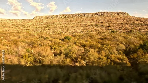 Prairie Country.  The view from a train as it crosses prairie land on the approach to Sanderson, Texas in the United States of America.