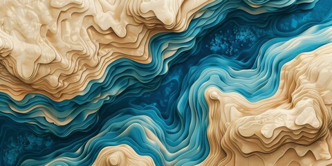 Fototapete Nautischer Stil Abstrakte Ozean Textur Blau Beige  © Duka Mer