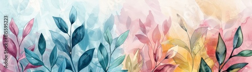 Art background modern is made up of watercolor hand drawn leaves  photo
