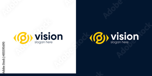 Eye tech logo design. Global vision logotype design graphic symbol icon vector.