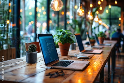 Modern computer with keyboard and mouse on table. ai generated