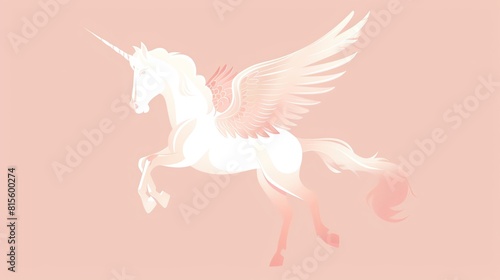 Unicorn with wings flat design  side view  unicorn theme  animation  Monochromatic Color Scheme