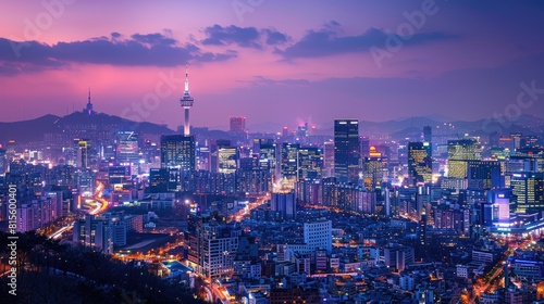 The night view of Seoul, the capital of South Korea, is very beautiful.