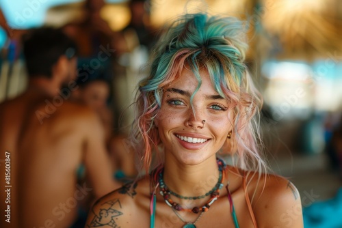 Vibrant Youth: A Cool and Trendy Teen Girl with Dyed Hair Enjoying a Carefree Summer Vacation - Gen Z holiday, young, carefree and beautiful   © PetrovMedia