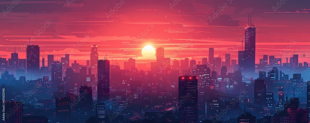 A dystopian cityscape consumed by darkness, where towering skyscrapers cast long shadows over the desolate streets below. illustration. A dystopian cityscape consumed by darkness, where towering skyscrapers cast long shadows over the desolate streets below. illustration.
