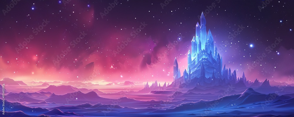 A celestial citadel floating amidst the stars, its crystalline spires a beacon of hope in the darkness of space. illustration. A celestial citadel floating amidst the stars, its crystalline spires a beacon of hope in the darkness of space. illustration.
