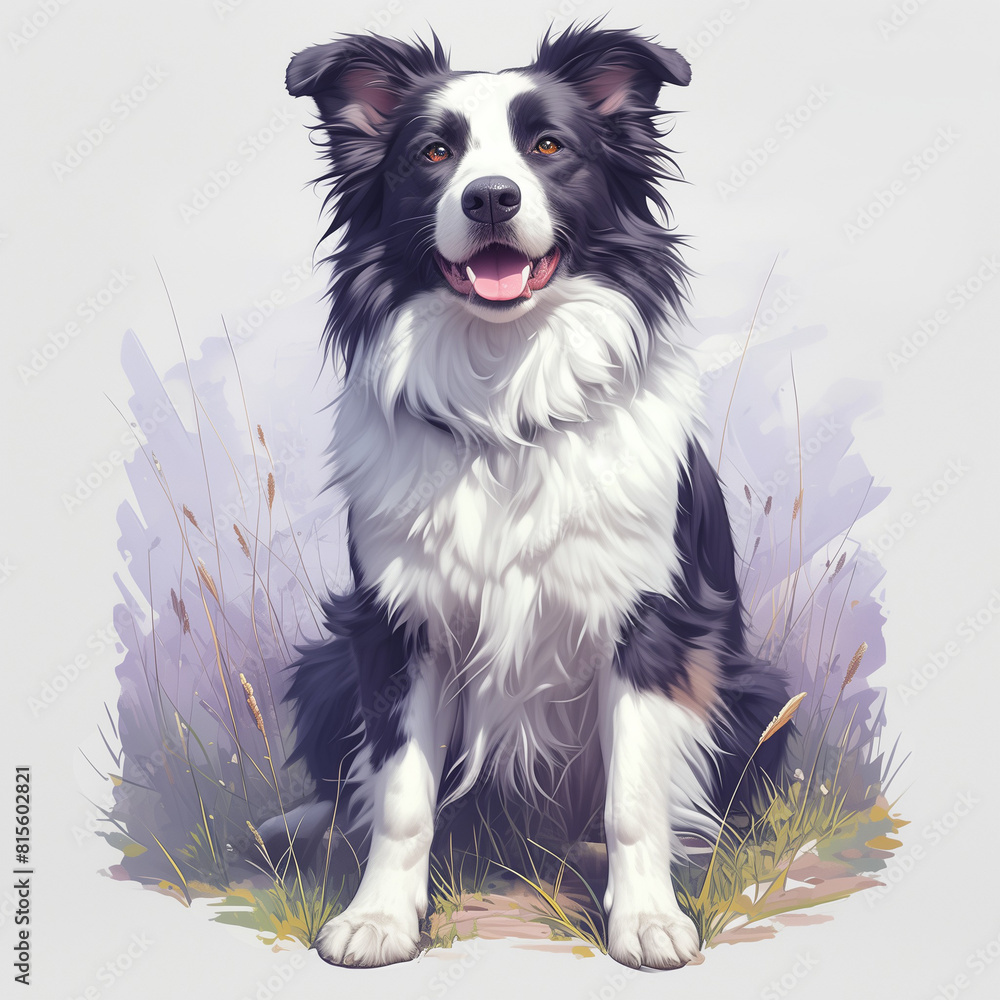 Fototapeta premium Dog badge creative illustration for t-shirt design. Animal dog concept poster. Creative graphic design. Digital artistic artwork raster bitmap illustration. Graphic design art. AI artwork. 