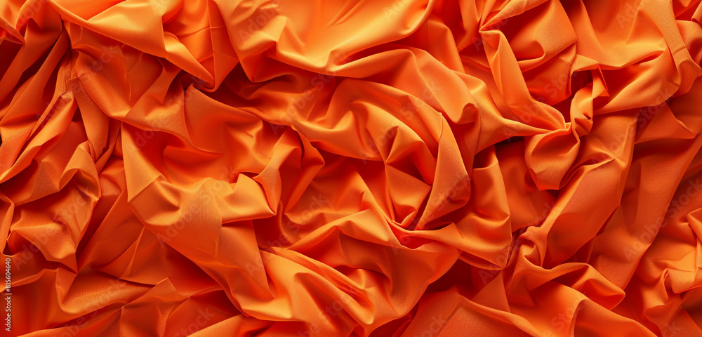 Vibrant orange fabric abstract on panoramic view. Vibrant orange fabric abstract on panoramic view.