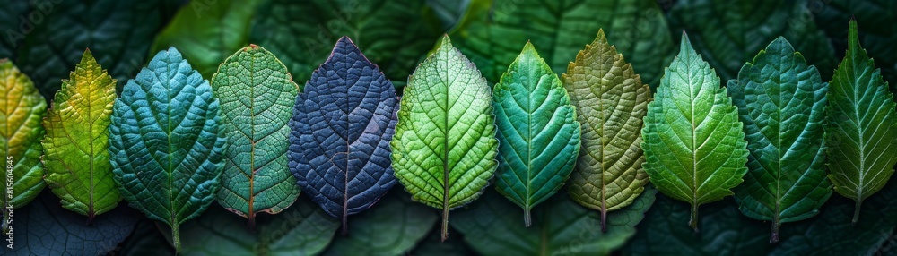 Green leaves of different plants on a dark background. Green leaves of different plants on a dark background.