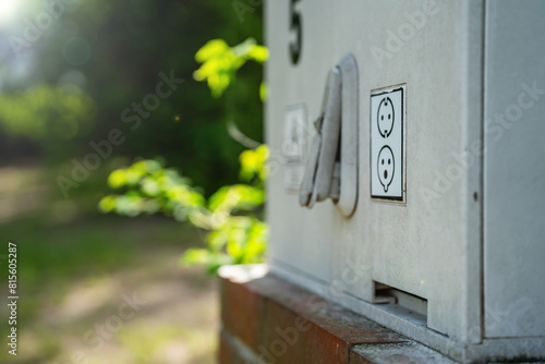 Obraz na płótnie electricity box - camping sites - electricity consumption fee w salonie