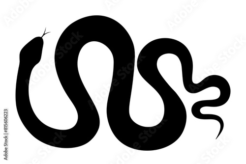 Black silhouette of a twisted snake isolated on a transparent background. Symbol of 2025 Chinese New Year. Vector illustration