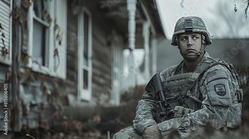 Relearning Civilian Life A soldier struggles with everyday tasks at home, highlighting the challenges of reintegration