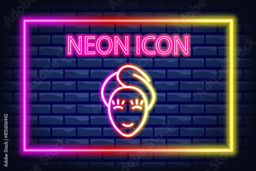 Spa salon neon line icon. Mental health, sauna, Laser hair removal, wax, female beauty, figure, feminine hygiene. Personal care concept. Neon Line icon on break background.