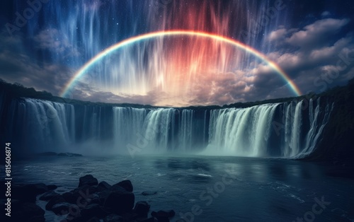 The Ethereal Glow of a Moonbow Arching Across a Night Sky