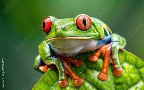 Capturing the Iconic Red-Eyed Tree Frog on a Leaf