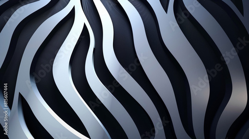 Abstract elegant background with wavy black and white stripes photo
