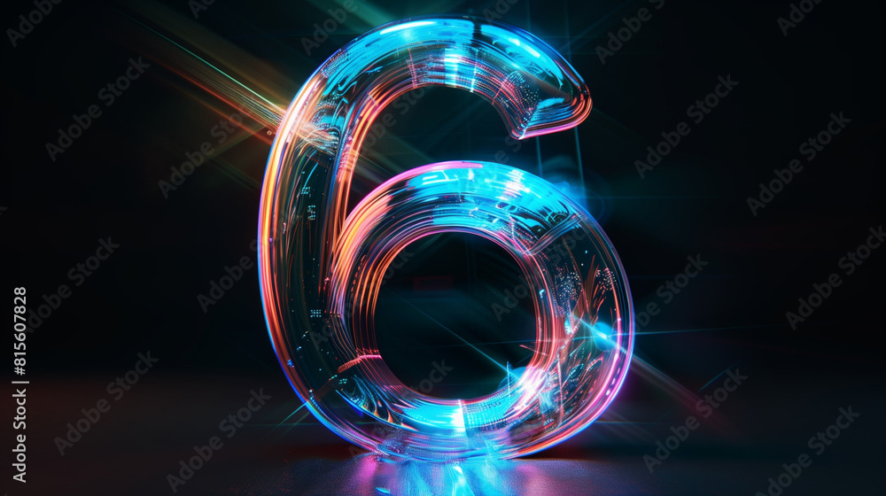 Beautiful 3D shining and multi-colored number six Stock Illustration ...