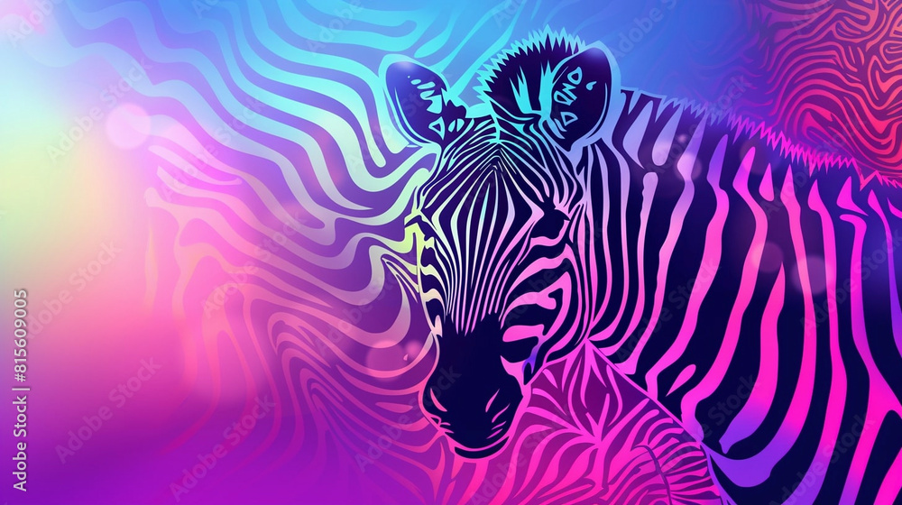 Fototapeta premium Bright cyclomeno pink psychedelic background with zebra
