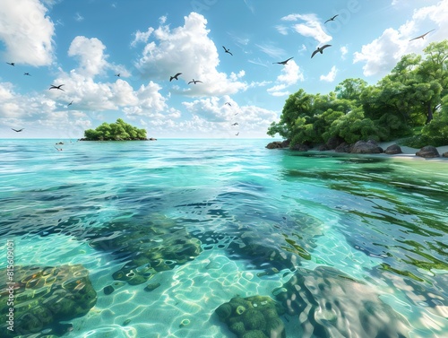 Tropical island   Vivid Ocean  Happy Natural   Blue and Green Sea  Ocean life  