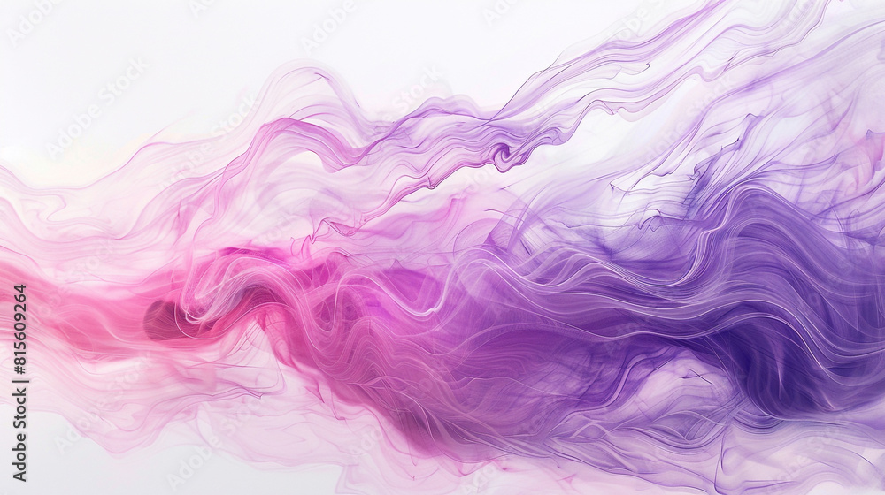 Soft, flowing waves of pink and purple, creating a dreamy and ethereal abstract background on a white canvas.