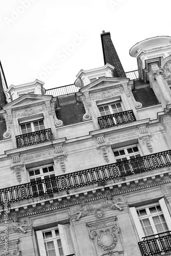 Paris Classic Haussmann Building Facade. Parisian Architecture Cityscape.